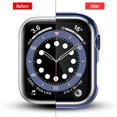 thumbnail image 3 of Compatible with Apple Watch Screen Protector 44mm SE iWatch Case Series 6 5 4, 2 Pack Full Coverage Hard PC Bumper Case Protective Face Cover for Women Men, Black/Blue, 44 mm, 3 of 5