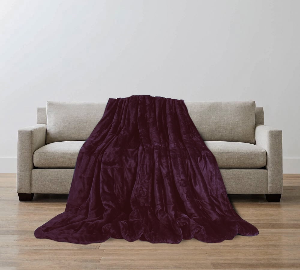 Vellux Plush Quilted Blanket, Queen, Purple