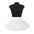 thumbnail image 2 of Alvivi Kids Girls Shiny Ballet Dance Outfits Gymnastic Shirt Crop Top and Tutu Skirt Bllerina Costume Black&White 10, 2 of 5