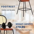 thumbnail image 7 of Barstools Set of 2, Faux Leather Counter Stool with Rattan Backrest Modern Industrial Upholstered Counter Height Stools Urban Mid Century Bar Chairs with Footrest for Kitchen Dining Room Wine Bar, 7 of 7
