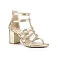 thumbnail image 1 of BLISSFUL STEP Women's Shoes Strappy Roman Block Heel Sandals Gold 6, 1 of 8