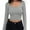 Gray, variant on Women Crew Neck Knitted Crop Shirt Long Sleeve Low Cut Basic Solid Tee Sexy Cutout Blouse Top Streetwear