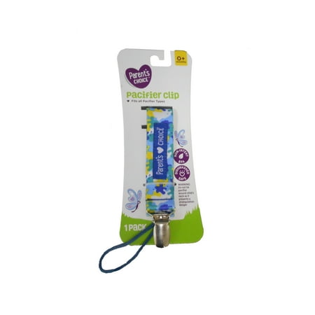 Parent's Choice 0+ Months Blue, Yellow & White Pacifier Clip