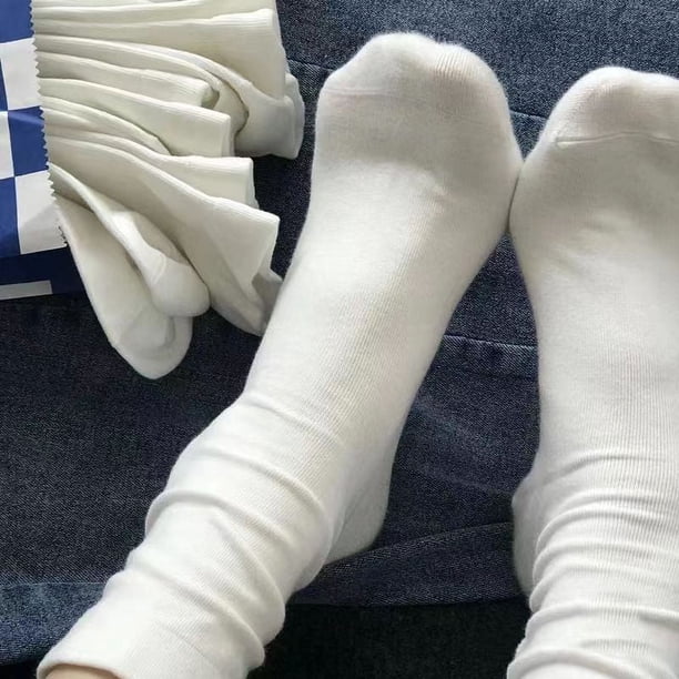 Calcetines de confinamiento, calcetines de pelo blanco, calcetines sin hueso de otoño e invierno, calcetines universitarios japoneses que absorben el sudor hasta la mitad de la pantorrilla