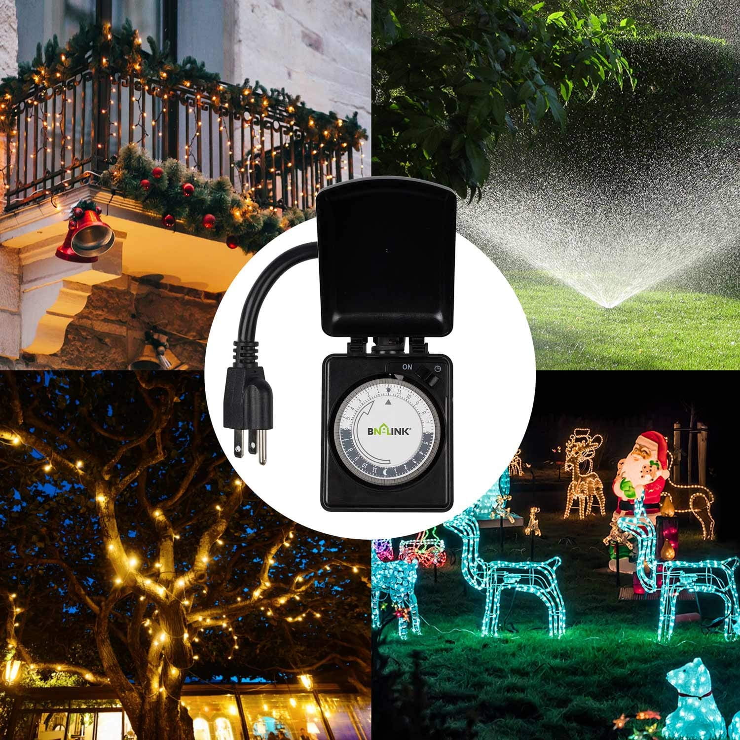 BN-LINK 7 Day Outdoor Heavy Duty Digital 24 Hour Programmable Timer, Dual  Outlet, Weatherproof, Heavy Duty, Accurate for Lamps Ponds Christmas Lights