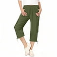 thumbnail image 2 of GHNJK Girls' Cargo Capri Pants with Drawstring Cuffs Elastic High Waist Casual Trousers for Summer, 2 of 7