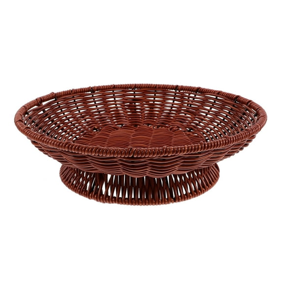 HEMOTON Brown Imitation Rattan Fruit Tray for Storage with Elevated Design and Smooth Surface 10.2x6.3x2.8 Inches