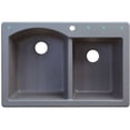 thumbnail image 3 of Transolid Aversa 33in x 22in silQ Granite Drop-in Double Bowl Kitchen Sink with 4 BADE Faucet Holes, In Grey, 3 of 4