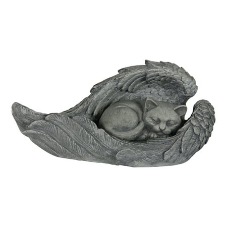 Exhart Cat in Angel Wings, Pet Marker, Statuary, Tombstone, Accented for Garden or Yard or Driveway
