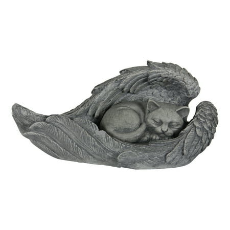 Pet Tombstones Markers Exhart Cat in Angel Wings, Pet Marker, Statuary, Tombstone, Accented for Garden or Yard or Driveway ()