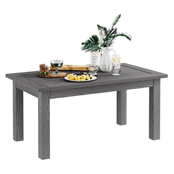 36" Outdoor Coffee Table, Weatherproof HIPS Patio Coffee Tables for Outside, All Weather Outdoor Center Table with 220lbs Capacity for Deck, Garden, Balcony, Indoor, Gray