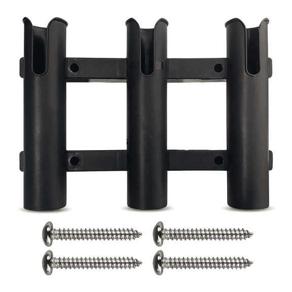 Removable 3-Tube Boat Fishing Rod Holder for Marine Side Mount, Kayak & Boat – Heavy Duty ABS Plastic with 4 Screws