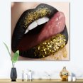thumbnail image 2 of Designart ' Woman Lips Black Lipstick and Gold Sequins ' Modern Canvas Wall Art Print, 2 of 4