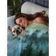 thumbnail image 3 of Twin Flat Sheet 66"x96", Mountain Soft Lightweight Bedding Flat Sheets Only, Forest Green Trees Modern Art Brushed Microfiber Top Bed Sheet, Breathable StainResistant Bedsheets, 3 of 9