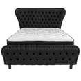 thumbnail image 3 of Flash Furniture Cartelana Tufted Upholstered Full Size Platform Bed in Black Fabric and Gold Accent Nail Trim with Pocket Spring Mattress, 3 of 4