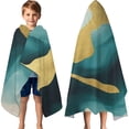 thumbnail image 3 of Blue and Gold Marble Golden Dots Pattern Hooded Bath Towel，60"x35" for Ages 3 To 12 Kids, Quick Dry Lightweight Soft Microfiber Hood Beach Towel Cover Up for Kids, 3 of 7
