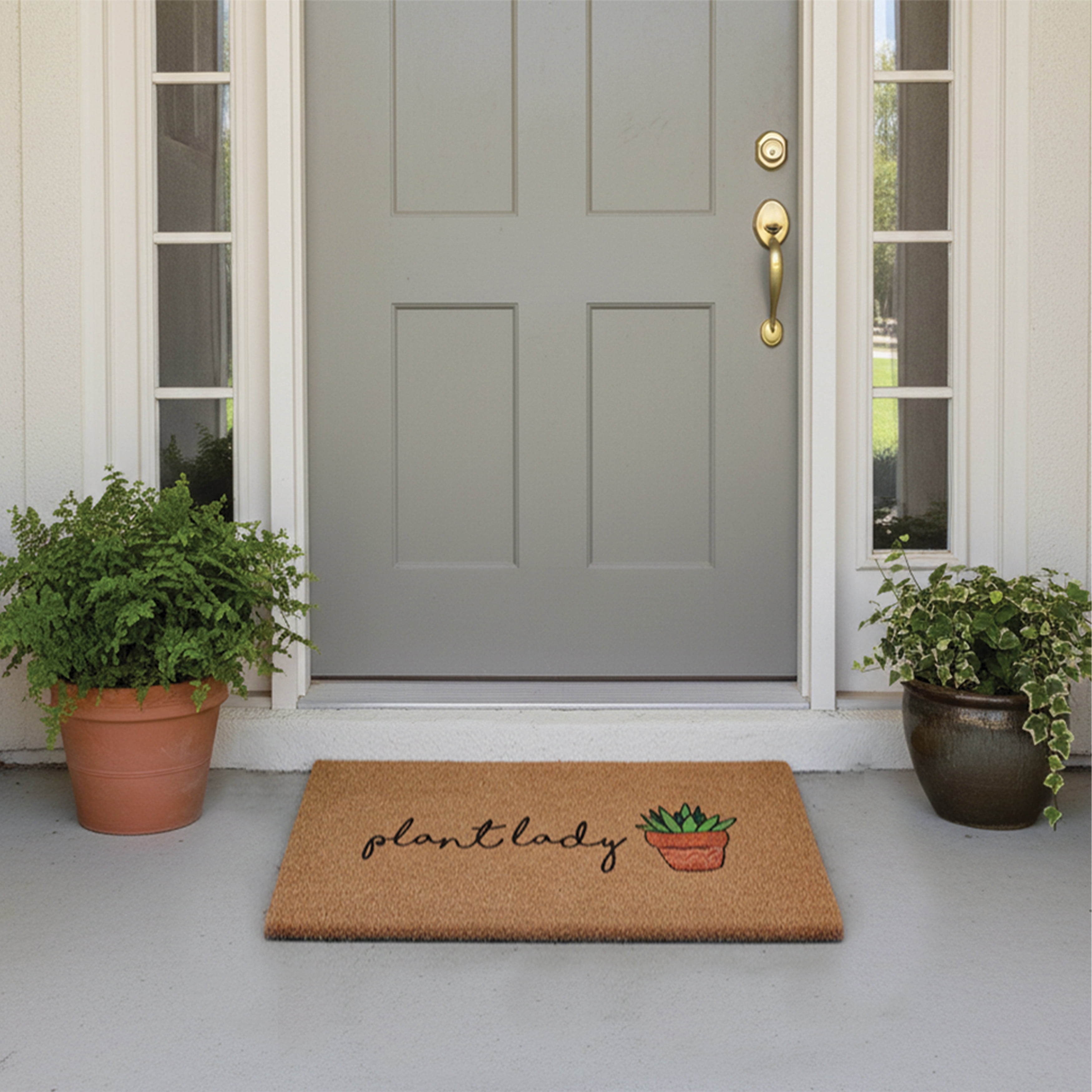 Plant Lady Bloom Non Slip Vinyl Backing, Front Door Mat, Entryway Door Mat, 24"x36"