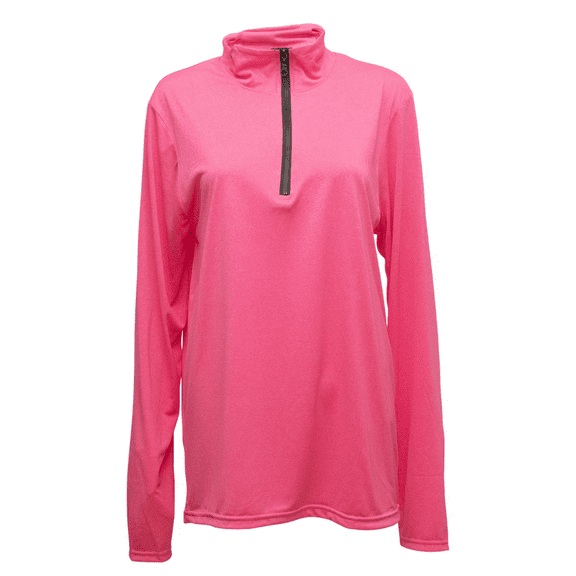 Woodland Creek Women's Quarter Zip Long Sleeve Performance Shirt in Pink, 2XL