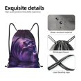 thumbnail image 4 of Xecao Purple Hippo In Water Pattern Sports Drawstring Backpack - String Swim Gym Bag with Wet Proof Pocket for Women&Men-Medium, 4 of 6