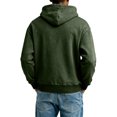 thumbnail image 4 of Men's Washed Distressed Full-Zip Hoodie, Spring Fall Casual Hooded Outerwear Jacket, Army Green, L, 4 of 6