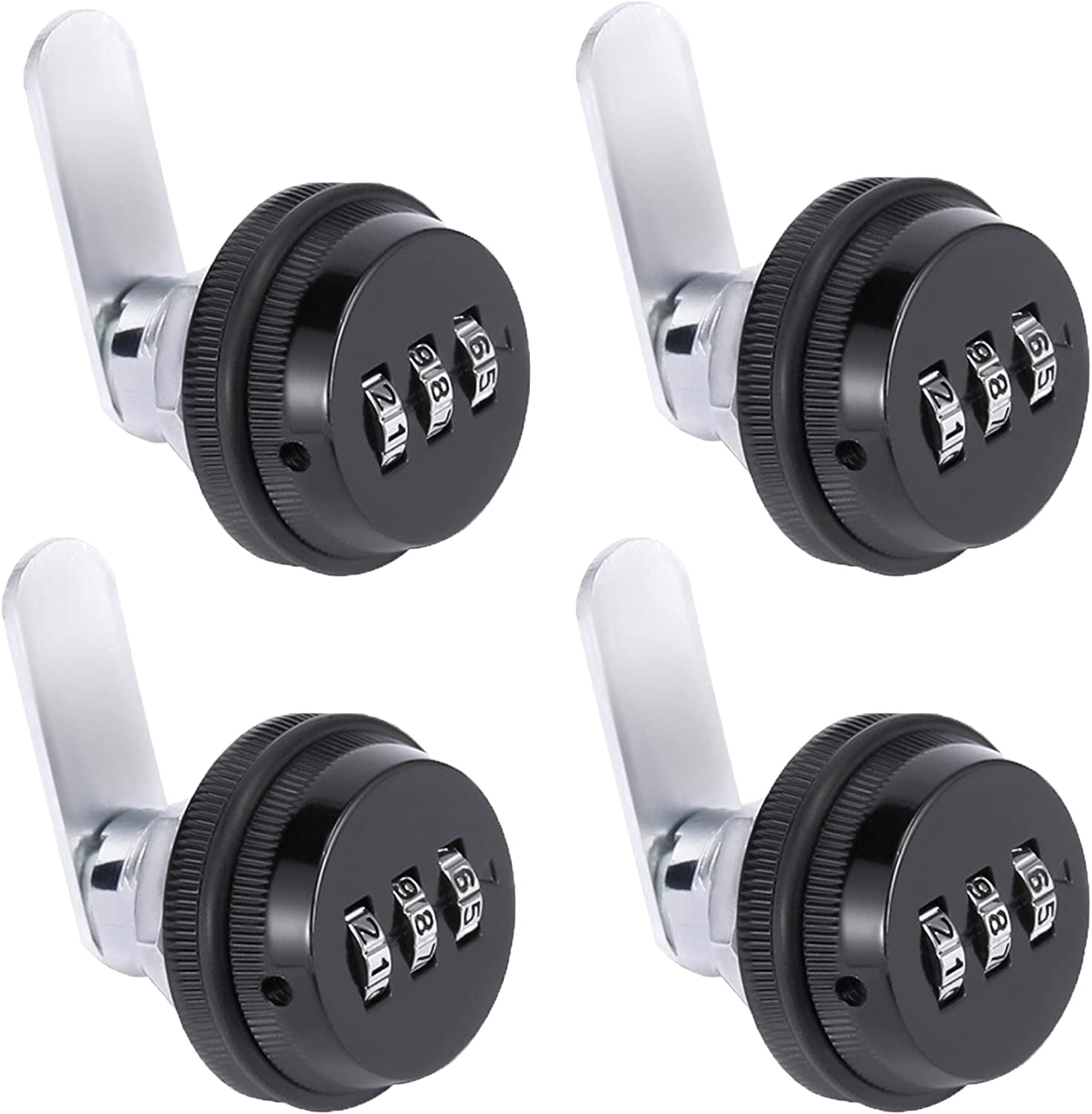 ABCISI 4 Pack Combination Cabinet Lock, Password Coded Cabinet Lock, Combination cam Locks with 3/4'' Cylinder Chrome Finish, Security Locks for Cabinet Deposit Box Mailbox, Silver