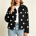 thumbnail image 3 of Lutiedan Women's Polka Dot Cropped Jacket Waterproof Button Front Collared Outerwear Casual Baggy Streetwear Jacket S-3XL, 3 of 8