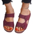 thumbnail image 3 of Commforr Wedge Sandals for Woman,Floral Cutout Open-Toe Sandals Wide Width Comfortable with Arch Support Casual Breathable Backless Slip-on Slippers for Ladies Daily Walk Date Beach Holiday Travel,, 3 of 5