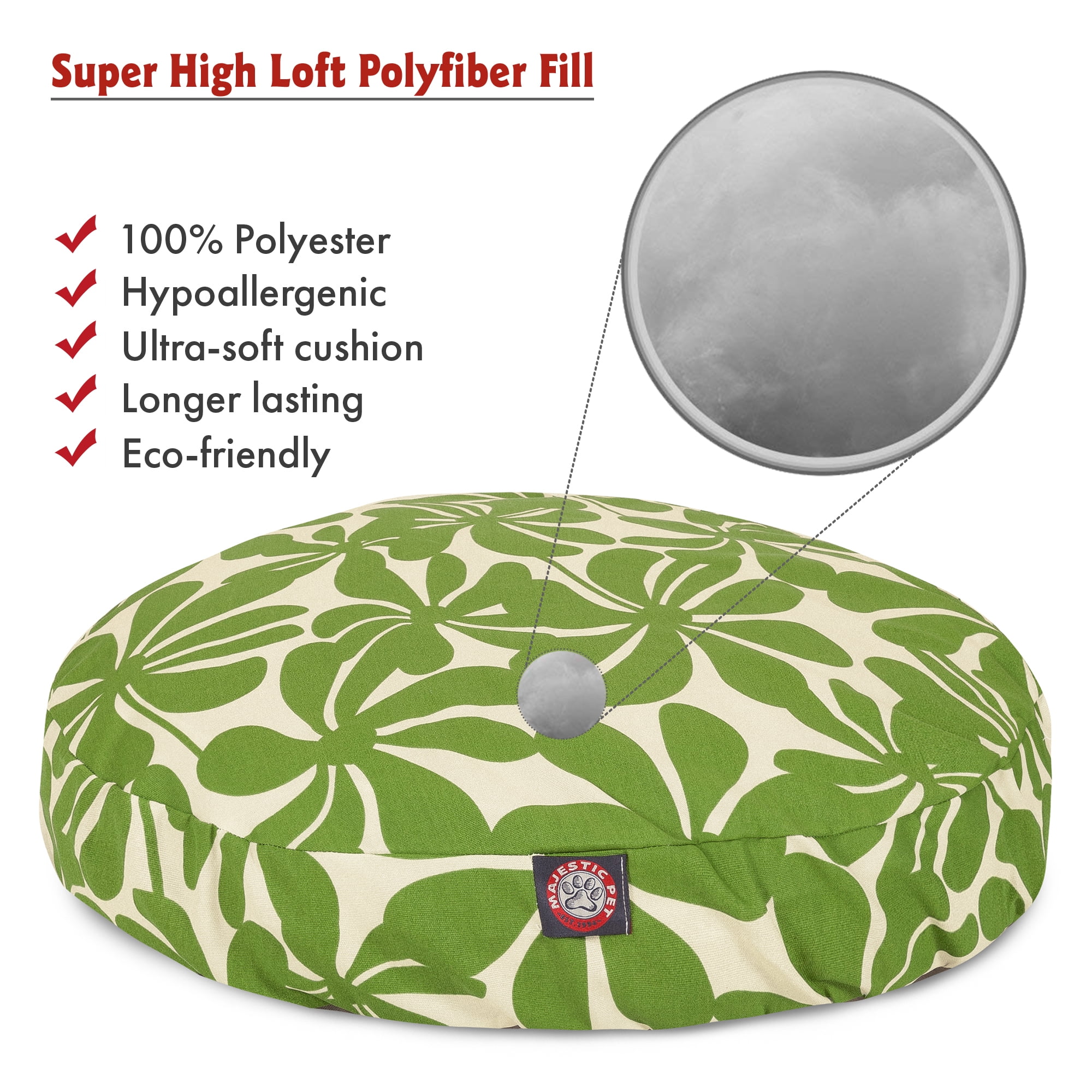 Majestic Pet | Plantation Round Pet Bed For Dogs, Removable Cover, Sage, Large