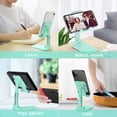 thumbnail image 4 of MENKEY Phone Stand for Desk, Foldable Portable Adjustable Tablet Cell Phone Holder Charging Dock Cellphone Holder Office, Sturdy Mobile Stand Hand Metal Desktop iPhone Stand Women(Green), 4 of 5