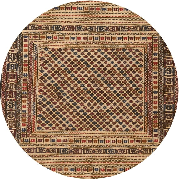 Ahgly Company Indoor Round Traditional Sand Brown Southwestern Area Rugs, 4' Round