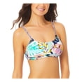 thumbnail image 3 of CALIFORNIA SUNSHINE Women's White Tropical Print Stretch Bralette Removable Cups Lined Adjustable Scoop Neck Swimsuit Top L, 3 of 4