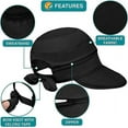 thumbnail image 4 of Women Sun Hat UPF 50+, Zip Off Sun Hat Visor, Ponytail Sun Protection Hat Golf Beach Travel Packable(Black), 4 of 6
