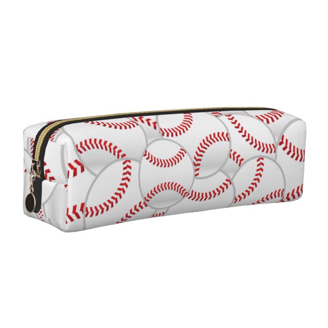 Balery Baseballs Estuche de Lápices de Cuero Impreso, Estuche para Suministros de Arte, Estuche de Lápices con Cremallera, Estuche de Almacenamiento de Papelería