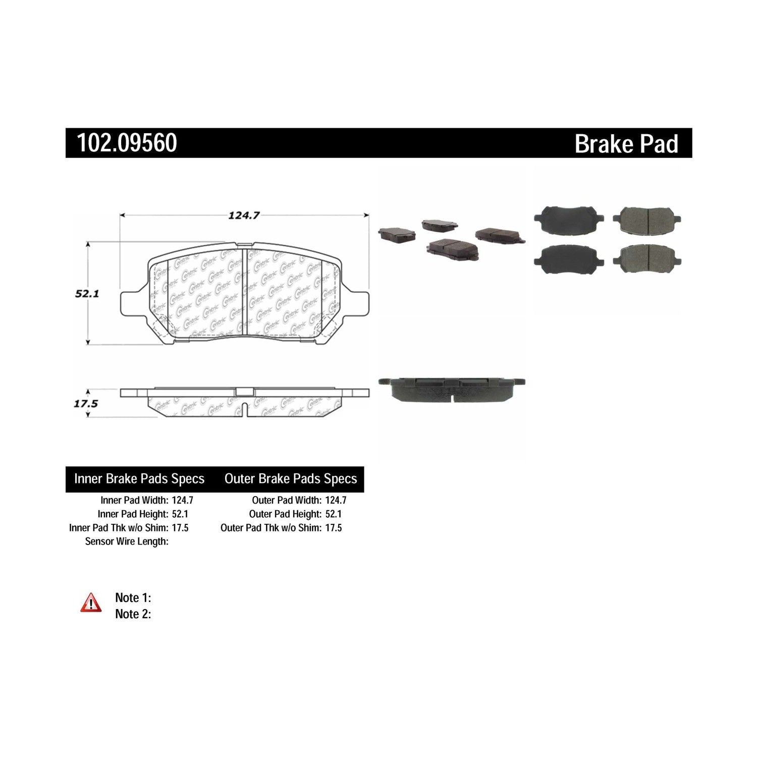 Centric Parts Disc Brake Pad P/N:102.09560