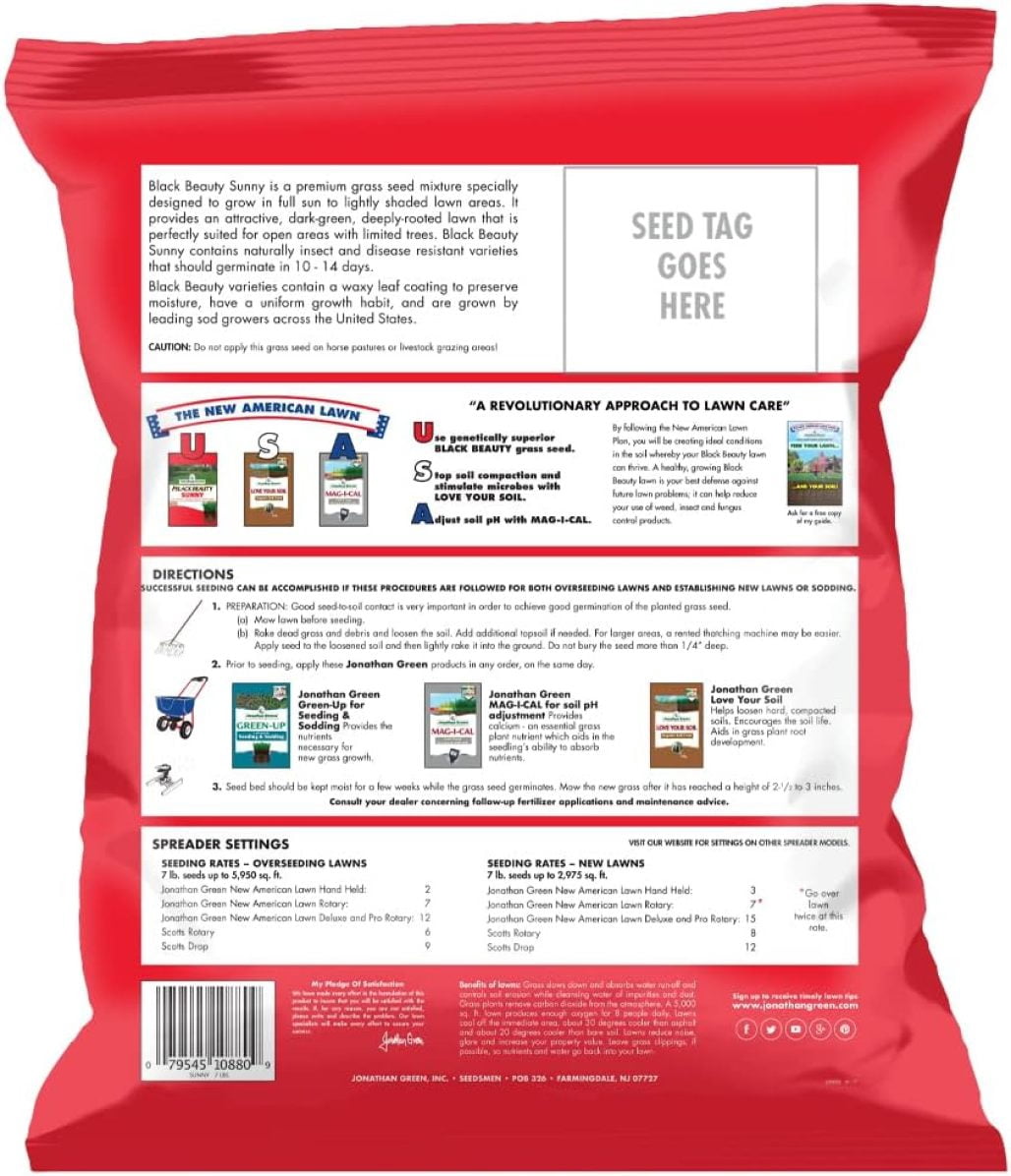 ZXXP (10880) Black Beauty Sunny Grass Seed - Cool Season Lawn Seed (7 lb)