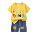thumbnail image 2 of Robe à Manches Courtes, Shorts pour Bébé Garçon, Mode Garçons Décontractée Hauts à Manches Courtes Col Rond Bouton Imprimé Ensembles de Shorts, 2 of 3