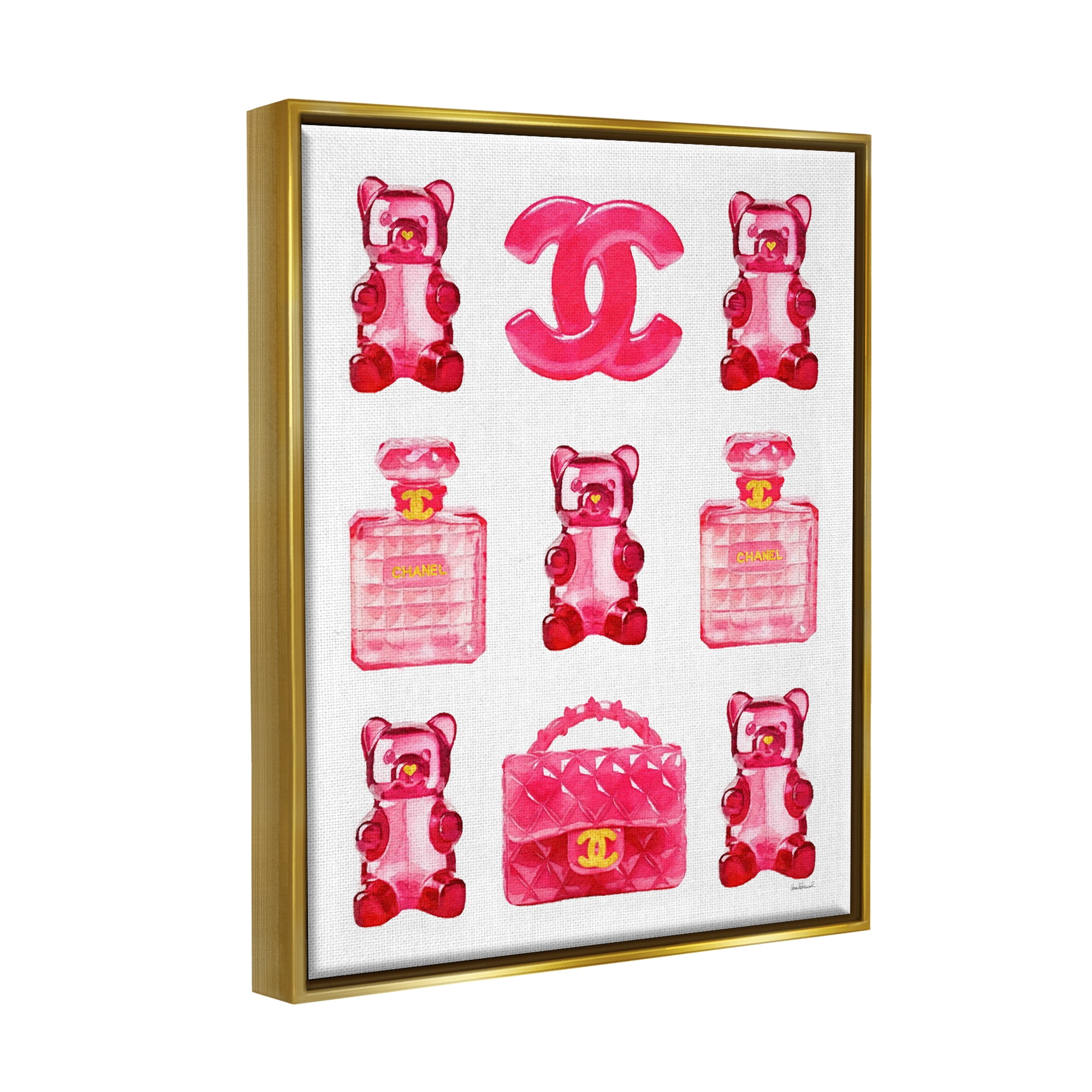 Stupell Industries Red Glam Gummy Candy Beauty & Fashion Painting Gold Floater Framed Canvas Art Print Wall Art, 25 x 31