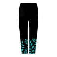 thumbnail image 3 of felwors Multi Floral Print High Waist Capri Leggings for Women Green M, 3 of 4