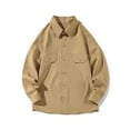 thumbnail image 2 of Aueoeo Men's Shirts Long Sleeve Casual Button -Down Jacket Lightweight Shirts Overshirt With Flap Pockets Khaki 2X-L, 2 of 4