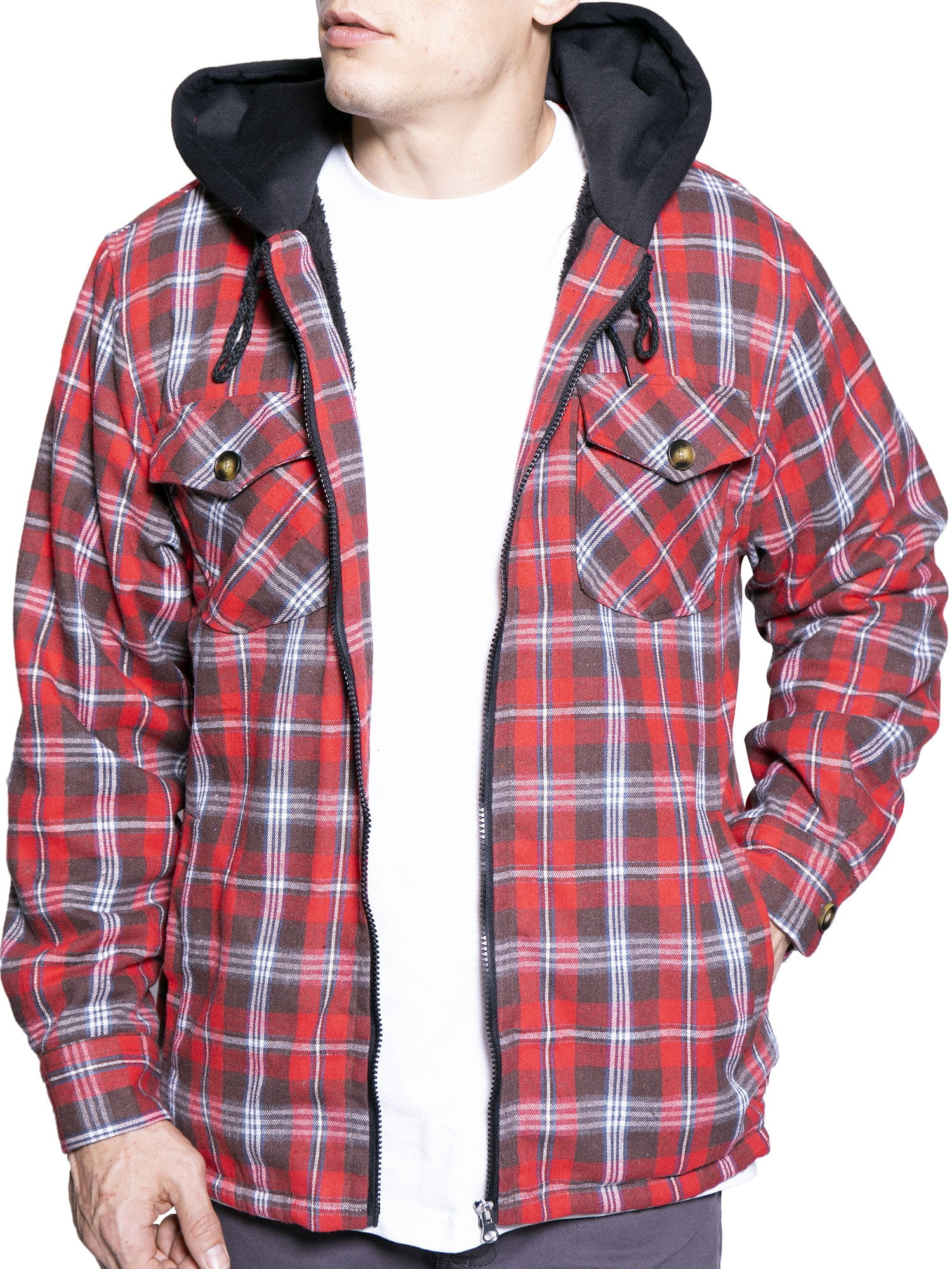 Lined Flannel Jacket With Hood 