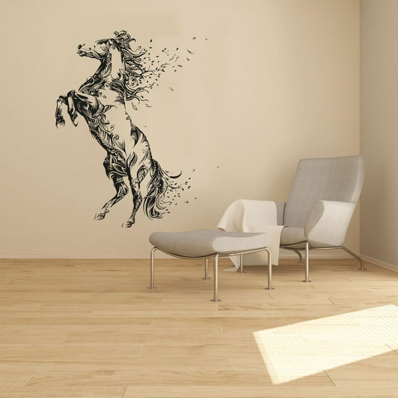Horse Fading Pattern Design Racehorse Silhouette Beautiful Horse Stallion Mare Vinyl Wall Art Wall Sticker Wall Decal Cowboy Cowgirl Farm House Wall Decoration Home Room Décor Design Size (30x22 inch)