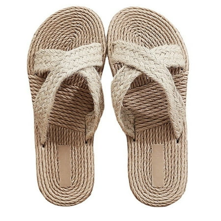 

Slippers Flat Sandals For Women Womens Sandals Women Shoes Summer Beach Sandals Slippers Imitation Hemp Rope Travel Flat-bottom Shoes