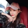 thumbnail image 6 of harmtty Women Hat Shiny Rhinestone Sun Protection Adjustable Stable Brim Ponytail Hole Peaked Hat Headwear,Grey, 6 of 7
