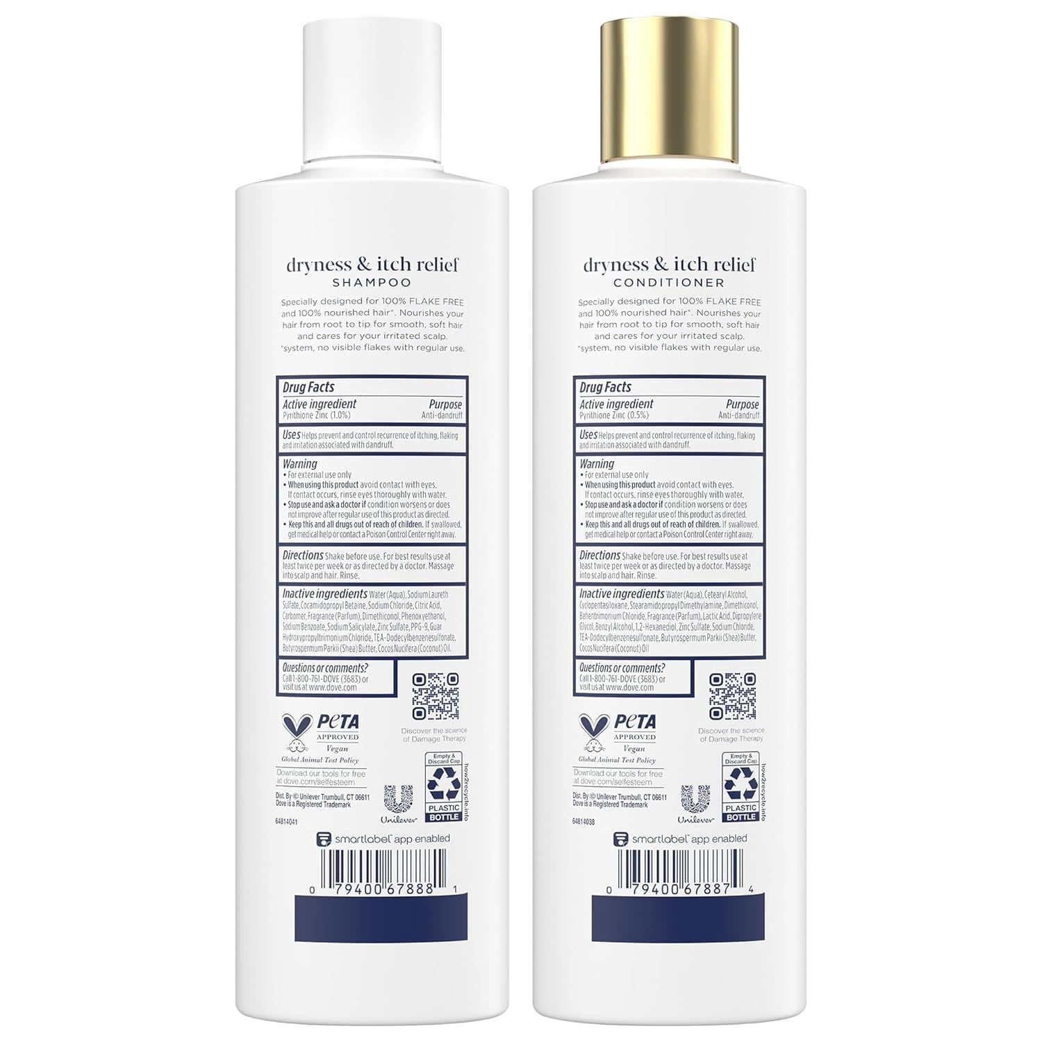 Dove Shampoo and Conditioner Set - DermaCare Scalp Dryness & Itch Relief, Pyrithione Zinc Shampoo and Conditioner, Anti-Dandruff, Anti-Frizz, Smoothing Hair Care, 12 Oz (2 Piece Set)