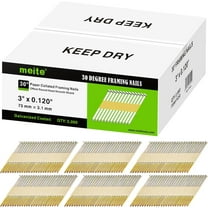MEITE 30 Degree Framing Nails 3" x 0.12", Galvanized Coated, Paper Tape Collated, Offset Round Head, Smooth Shank 2,000 Counts