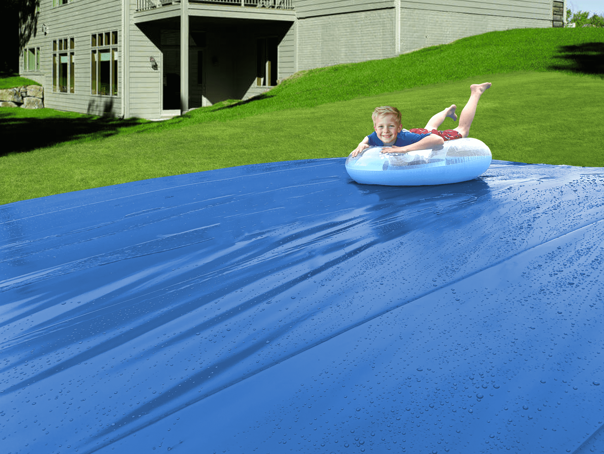 Make-A-Slide™ - 100 FEET LONG - Giant blue backyard slip and slide water slide