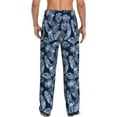 thumbnail image 3 of Uemuo Tropical Leaves Pattern Men's Wide Leg Palazzo Lounge Pants with Pockets Light Weight Loose Comfy Casual Pajama Pants-Medium, 3 of 9