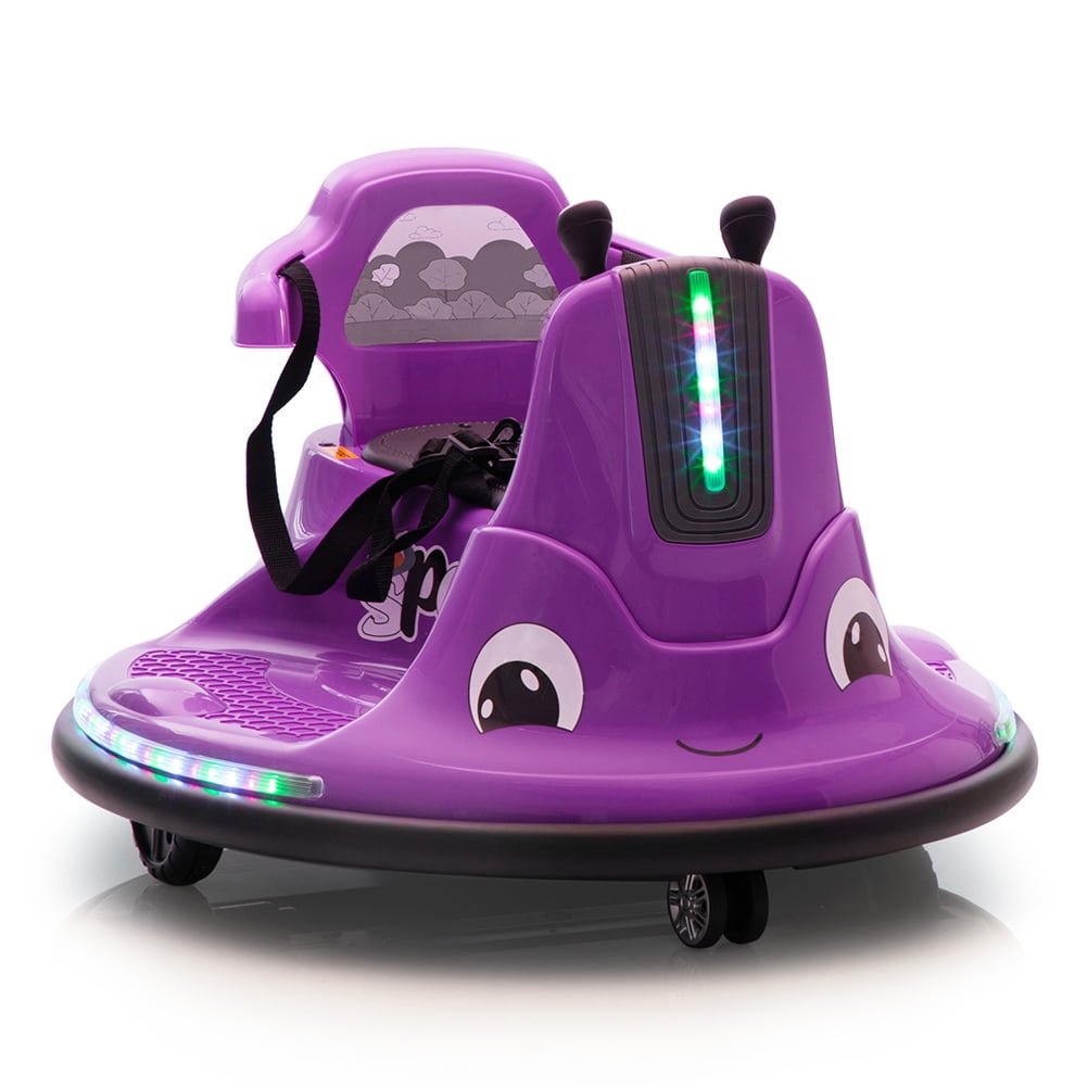 Kepooman 12V Snail-Shaped Kids Electric Bumper Car with Remote Control, Toddler Race Toys, 3-8 Years, Deep Purple & Gray