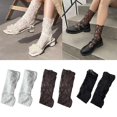 thumbnail image 3 of Calcetines tobilleros holgados de verano para mujer japonesa, medias holgadas de Jacquard de encaje transparente dulce, 3 of 5