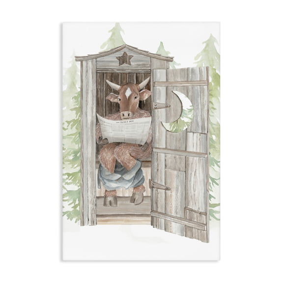 Stupell Industries Rustic Lodge Daily Moo Outhouse Reading Canvas Art, 16 x 24, by Cindy Jacobs